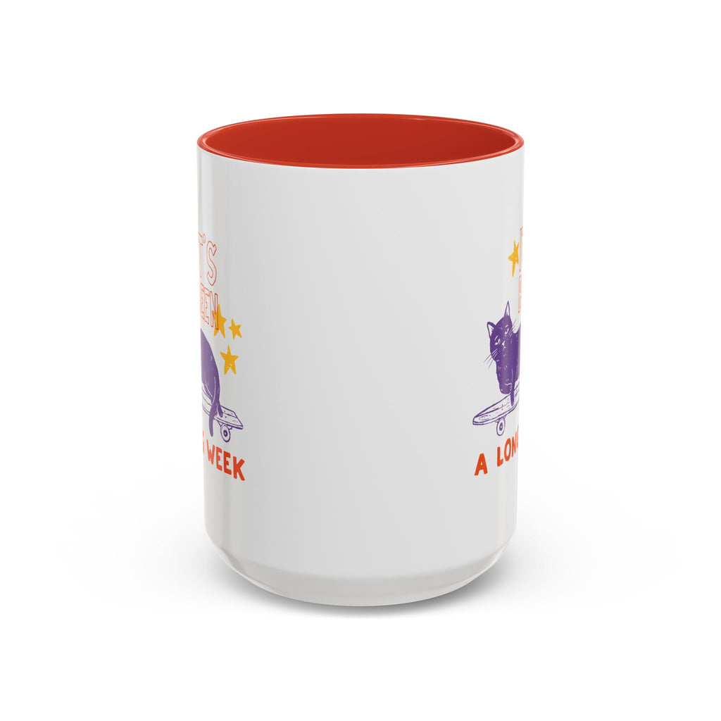 “It’s Been a Long Week” Cat on Skateboard Coffee Mug