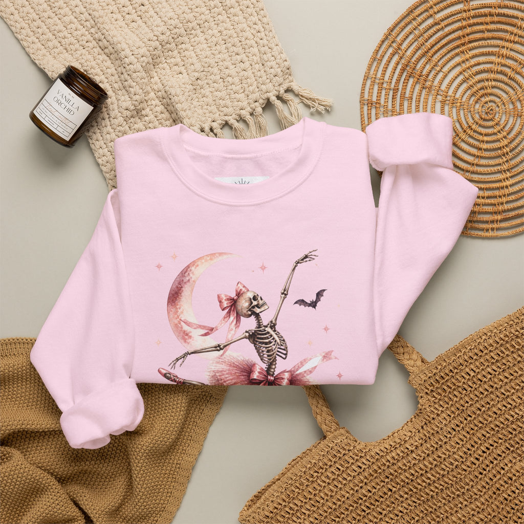 Skeleton Ballerina Ballet Dancer Sweatshirt | Halloween Pumpkin Moon
