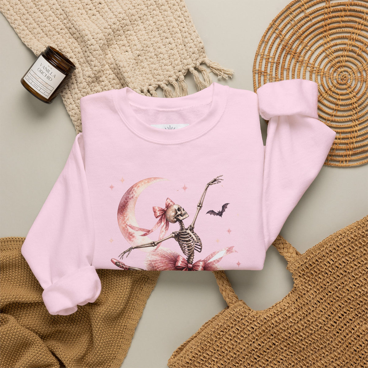 Skeleton Ballerina Ballet Dancer Sweatshirt | Halloween Pumpkin Moon