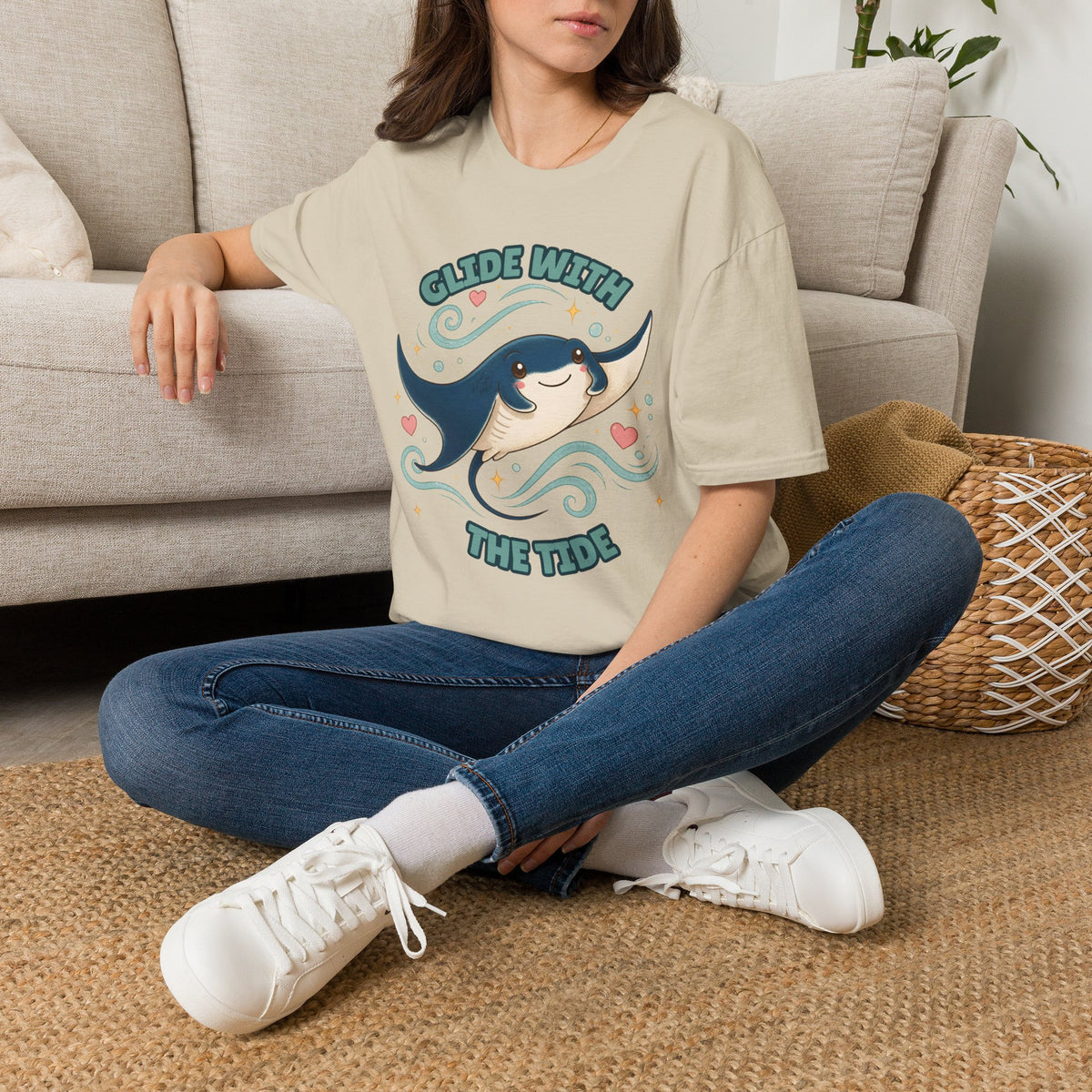 Manta Ray T-Shirt, Glide With the Tide Ocean Graphic