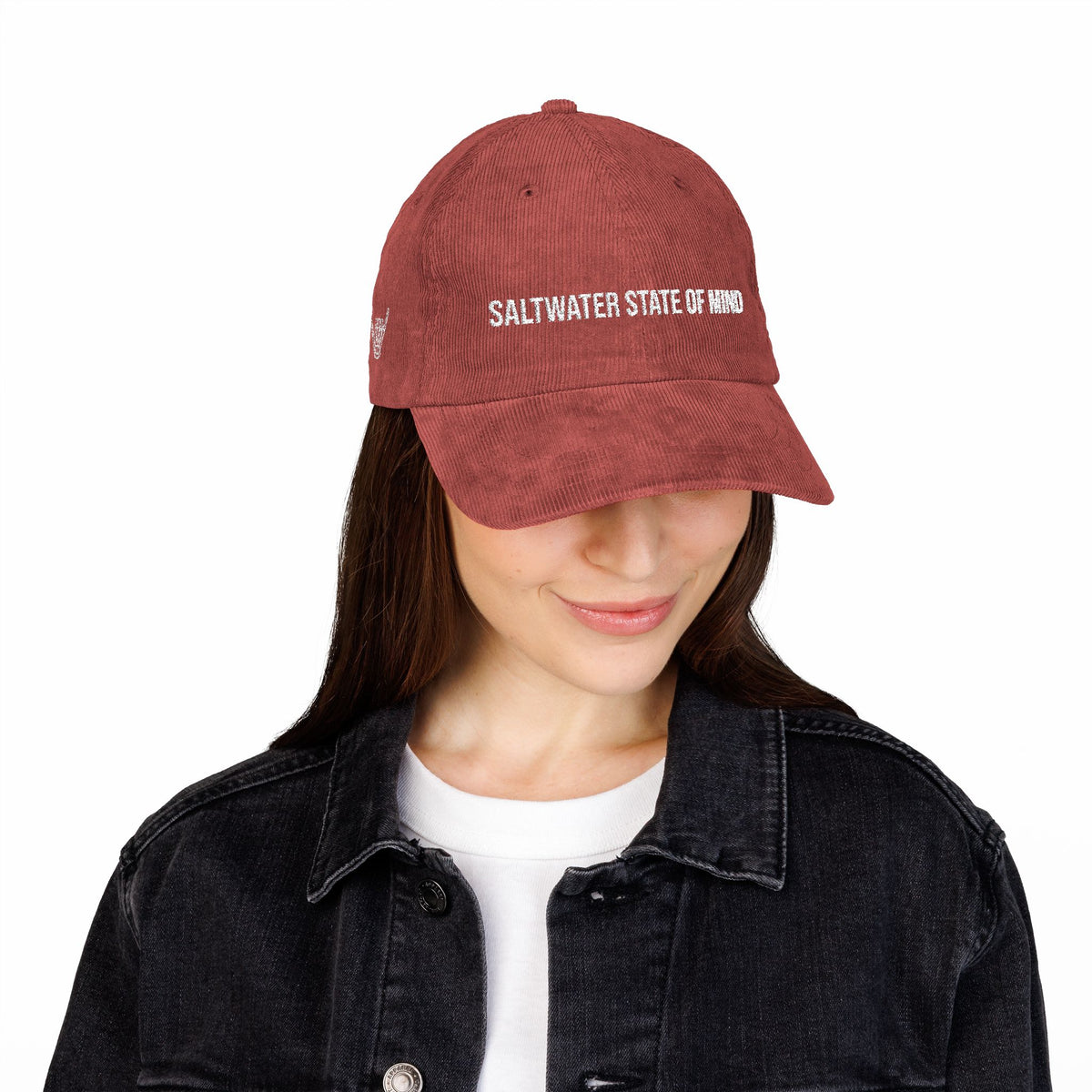Saltwater State of Mind Corduroy Cap — Embroidered Vintage Beach Hat