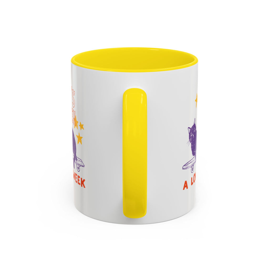 “It’s Been a Long Week” Cat on Skateboard Coffee Mug