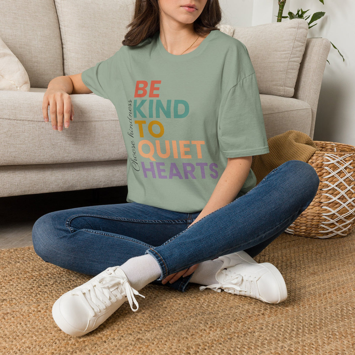 Be Kind To Quiet Hearts Cotton T-Shirt | Kindness Typography