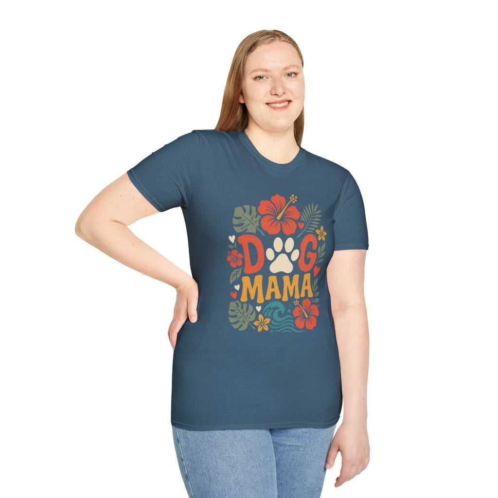 “DOG MAMA” Floral Paw Print Tropical Tee