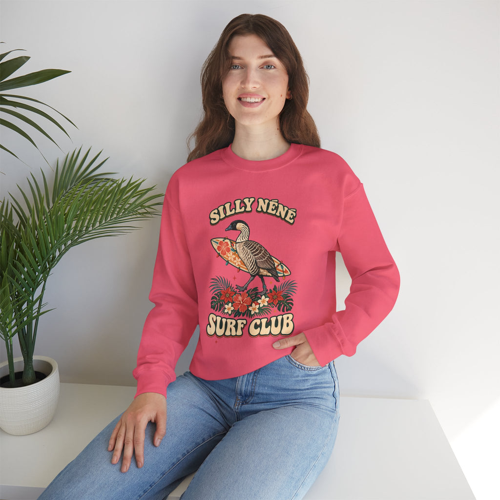 Silly Nēnē Surf Club Christmas Crewneck Sweatshirt – Hawaiian Goose Holiday Sweatshirt