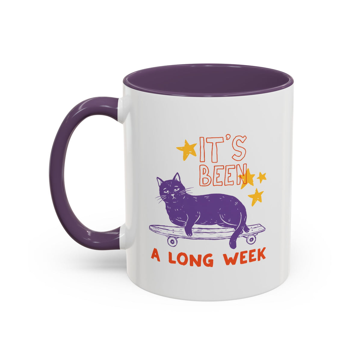 “It’s Been a Long Week” Cat on Skateboard Coffee Mug