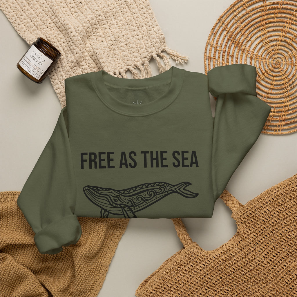 Free As The Sea Whale Sweatshirt – Tribal Ocean Design