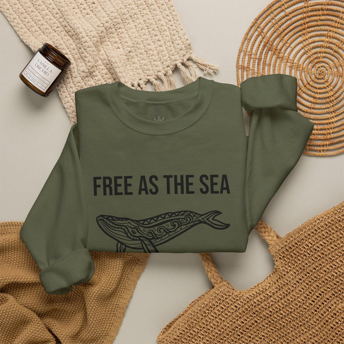 Free As The Sea Whale Sweatshirt – Tribal Ocean Design