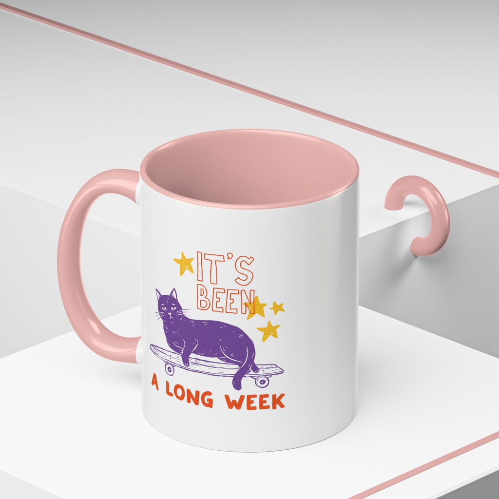 “It’s Been a Long Week” Cat on Skateboard Coffee Mug