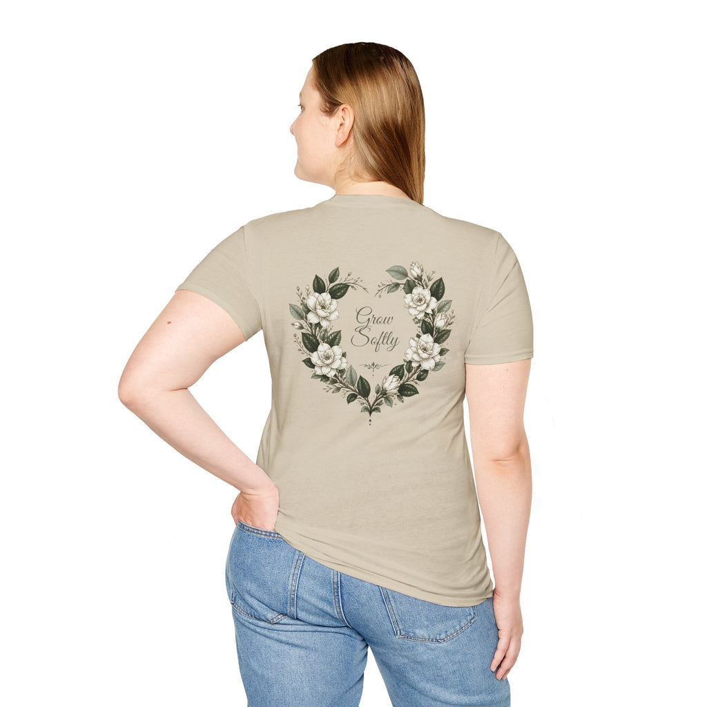 Gardenia Heart Floral Wreath T-Shirt – Botanical