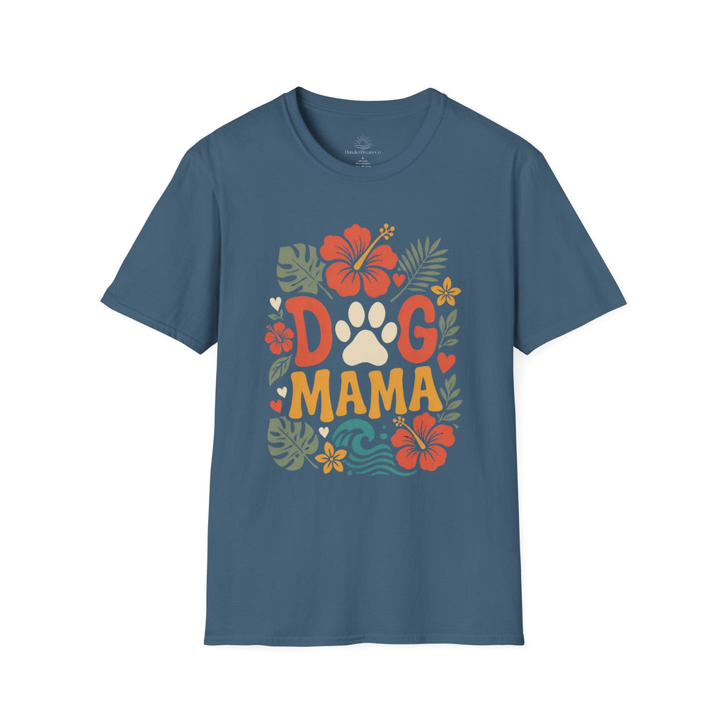 “DOG MAMA” Floral Paw Print Tropical Tee