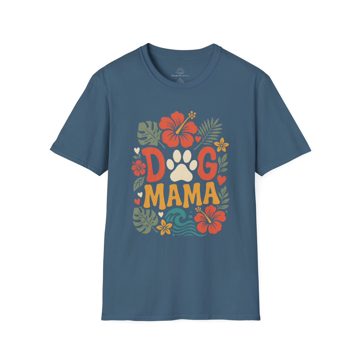“DOG MAMA” Floral Paw Print Tropical Tee