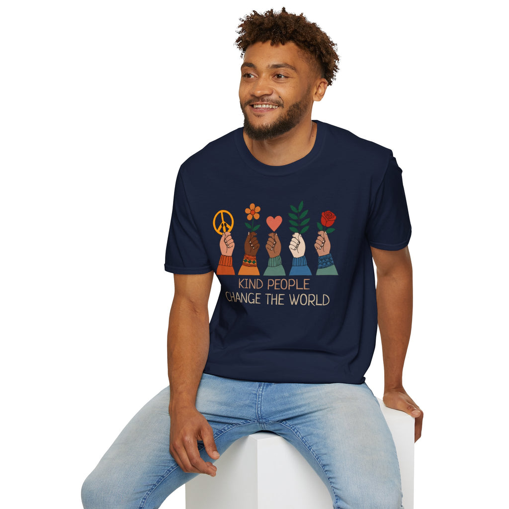 Kind People Change the World T-Shirt | Peace Flower Heart Rose Hands