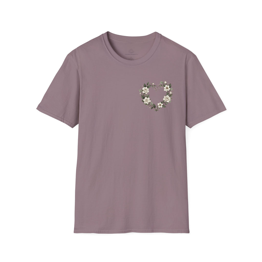 Gardenia Heart Floral Wreath T-Shirt – Botanical