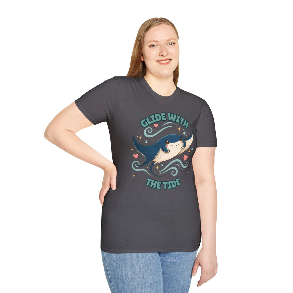 Manta Ray T-Shirt, Glide With the Tide Ocean Graphic