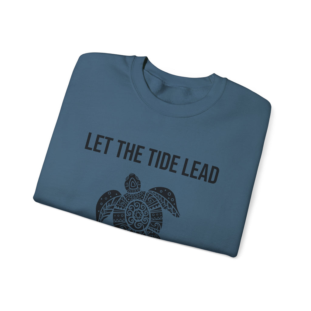 Turtle Crewneck Sweatshirt — "Let the Tide Lead" Coastal Graphic