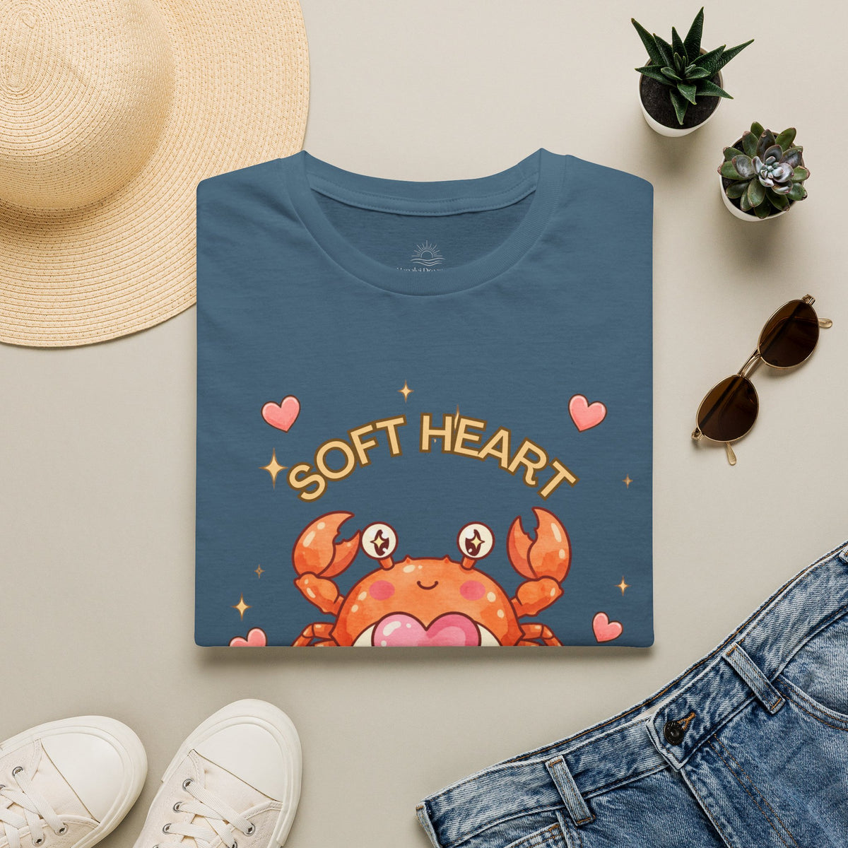 Soft Heart Sharp Claws Cute Crab T-Shirt, Ocean Graphic