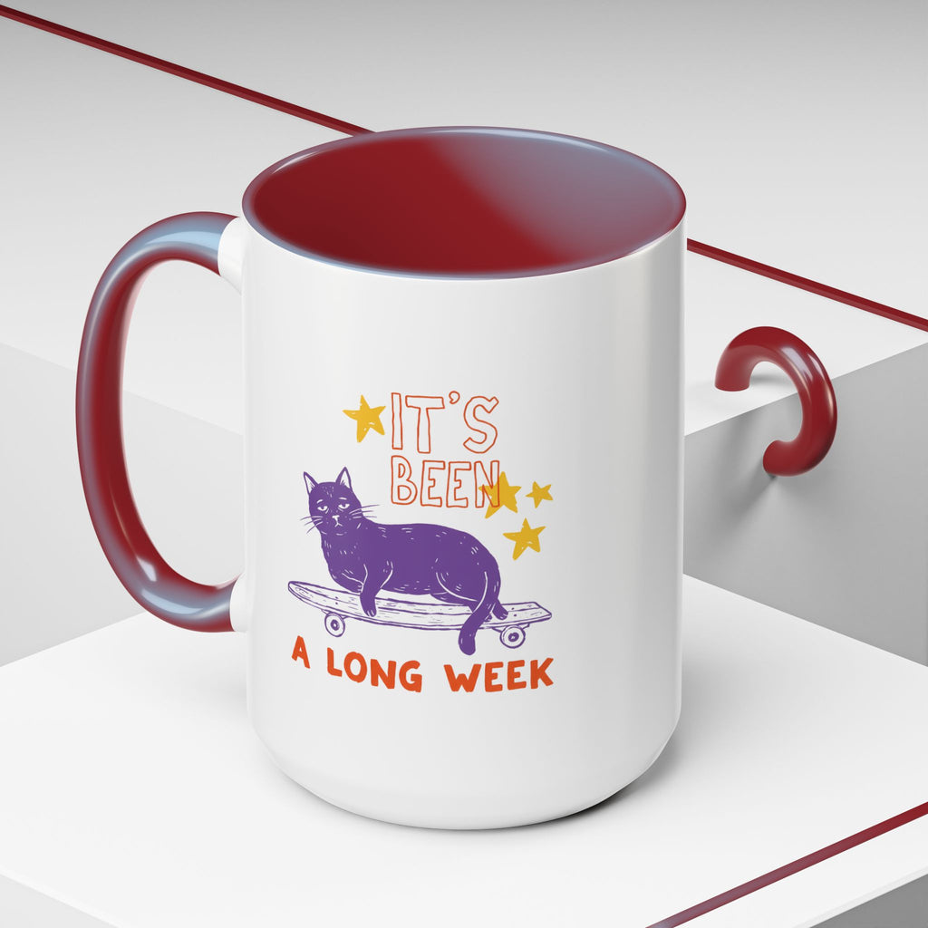 “It’s Been a Long Week” Cat on Skateboard Coffee Mug