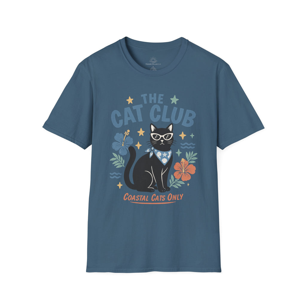The Cat Club T-Shirt – Coastal Black Cat Floral