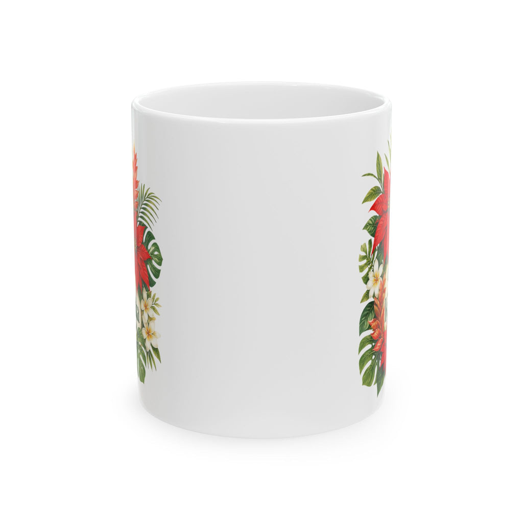 Tropical Poinsettia Holiday Mug – Floral Ceramic Cup