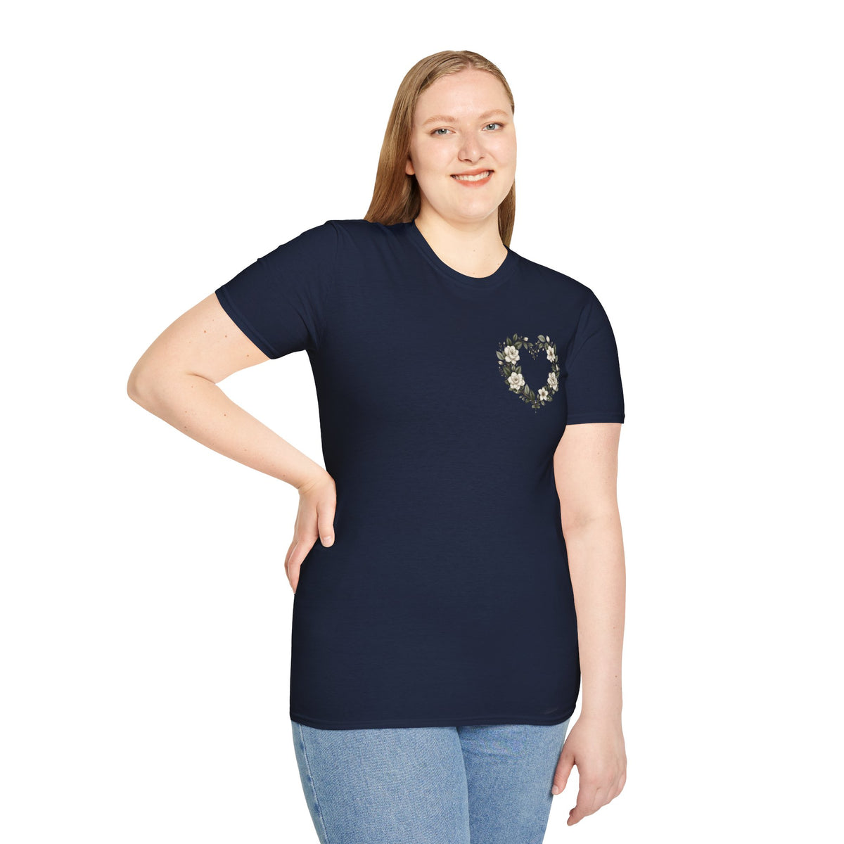 Gardenia Heart Floral Wreath T-Shirt – Botanical
