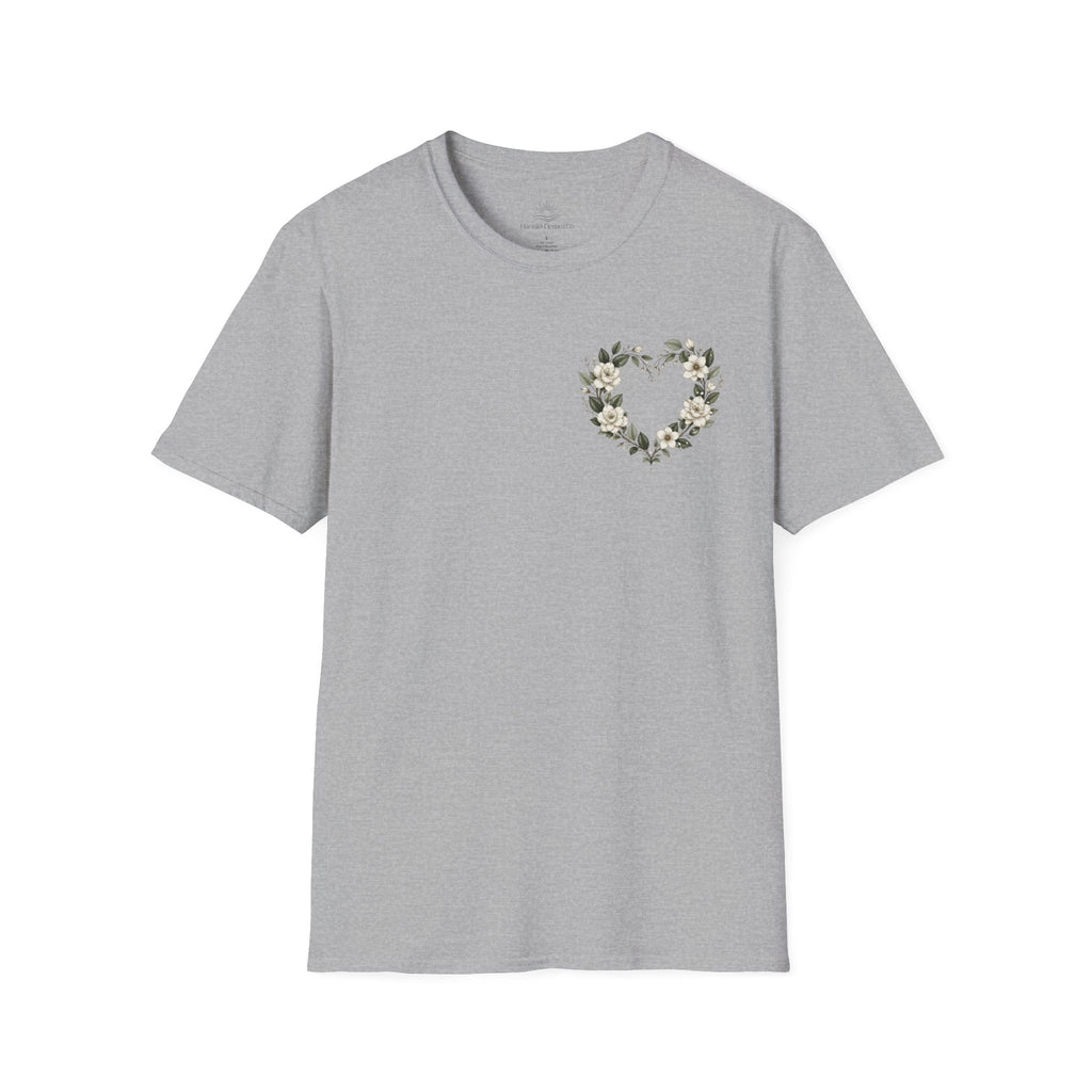 Gardenia Heart Floral Wreath T-Shirt – Botanical