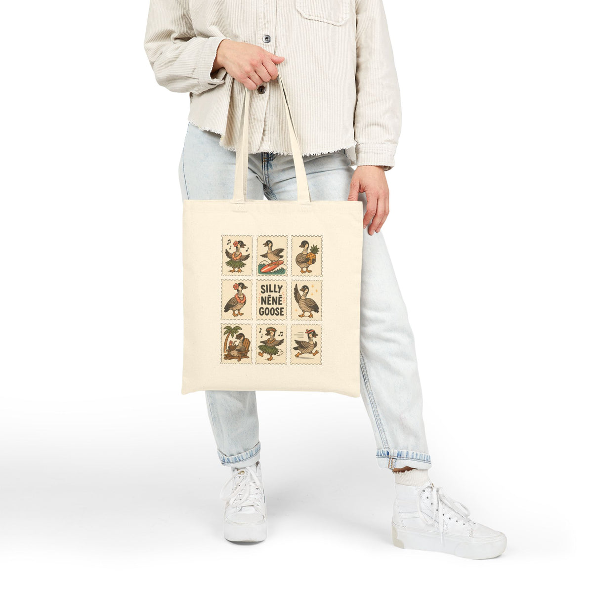 Silly Nēnē Goose Stamp Canvas Tote – Vintage Hawaiian