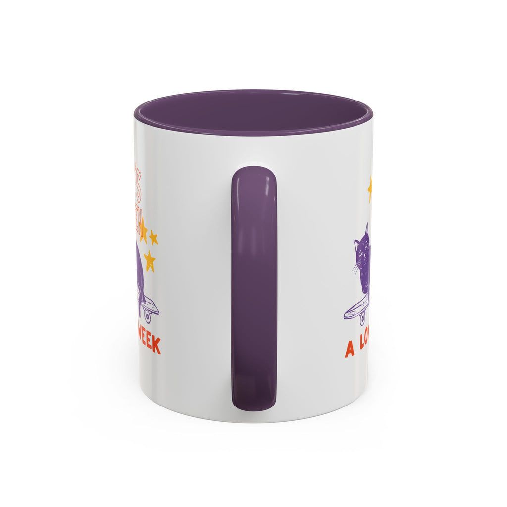 “It’s Been a Long Week” Cat on Skateboard Coffee Mug