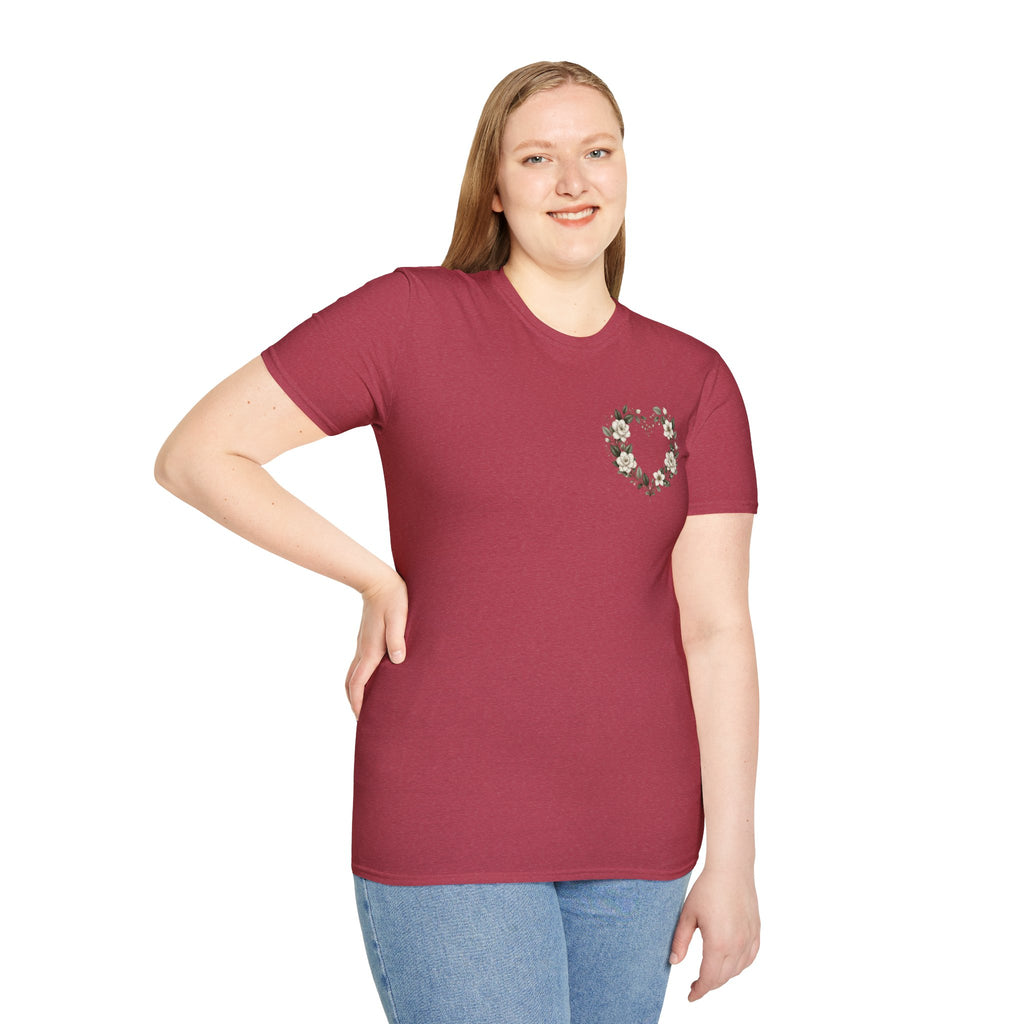 Gardenia Heart Floral Wreath T-Shirt – Botanical