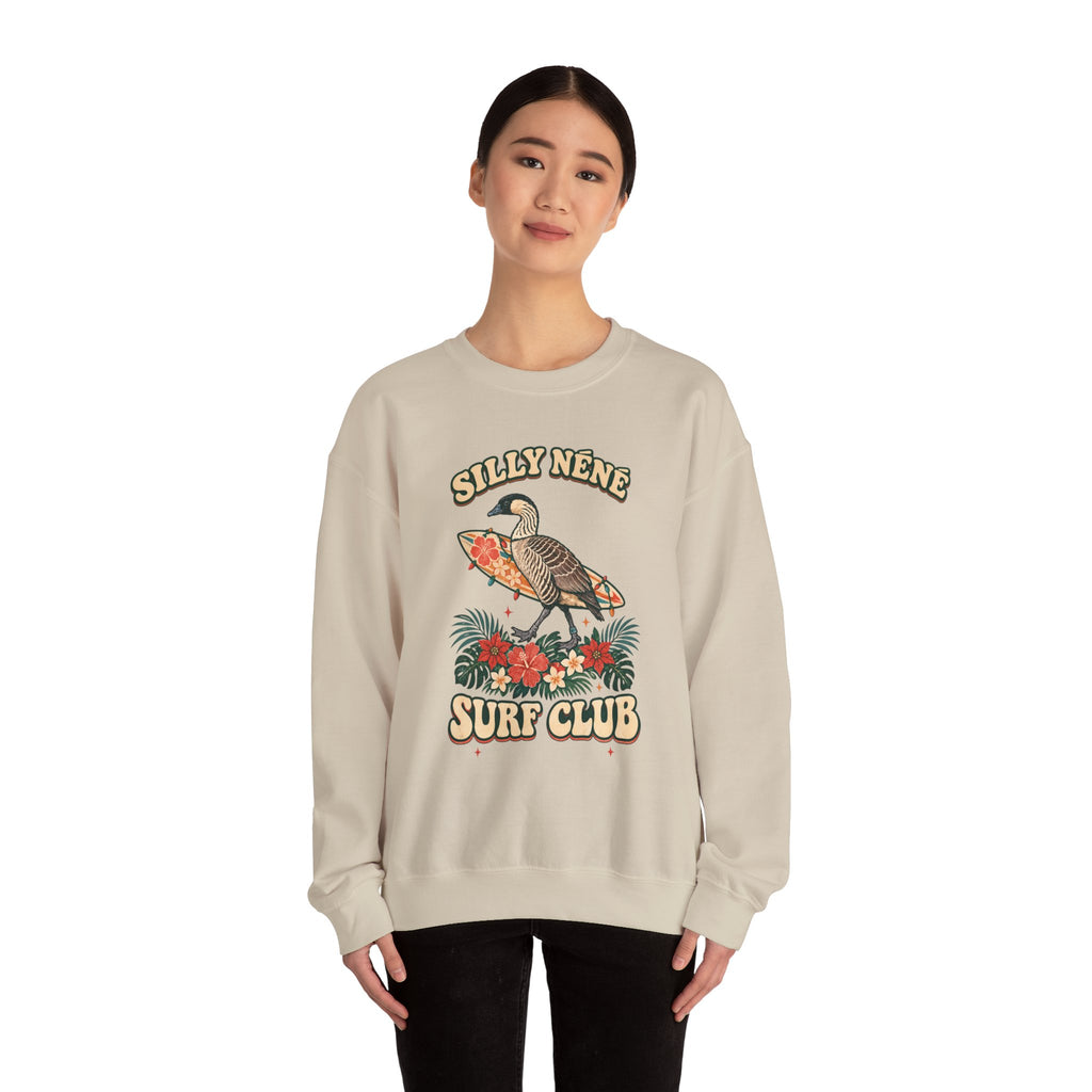 Silly Nēnē Surf Club Christmas Crewneck Sweatshirt – Hawaiian Goose Holiday Sweatshirt