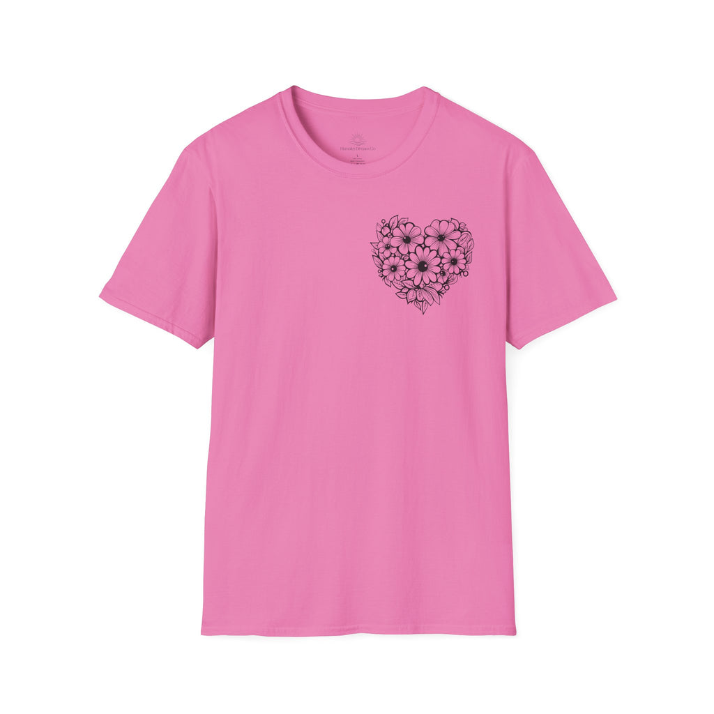 Bloom Kindly Floral Heart T-Shirt – Daisy Line Art