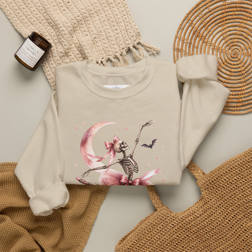 Skeleton Ballerina Ballet Dancer Sweatshirt | Halloween Pumpkin Moon