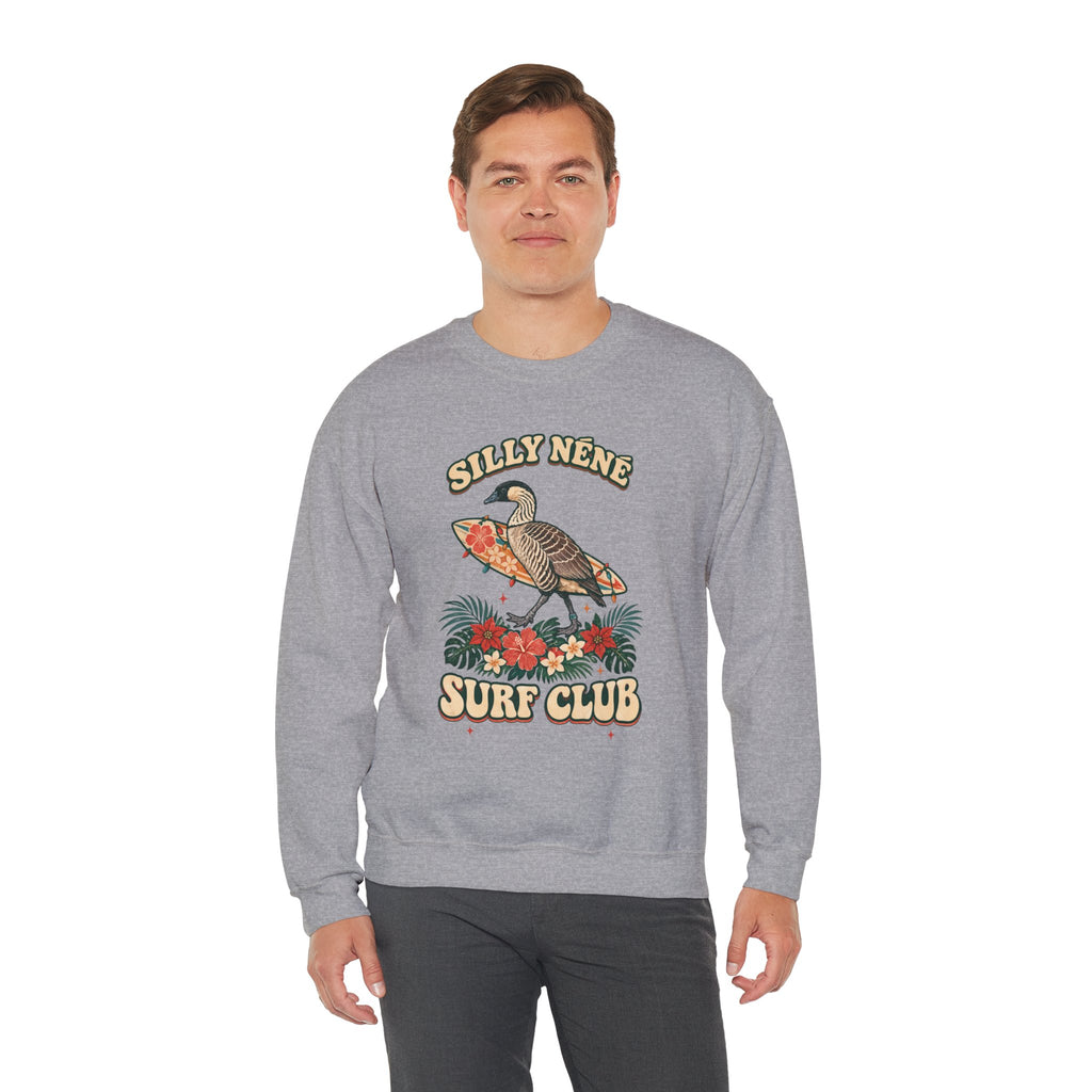 Silly Nēnē Surf Club Christmas Crewneck Sweatshirt – Hawaiian Goose Holiday Sweatshirt