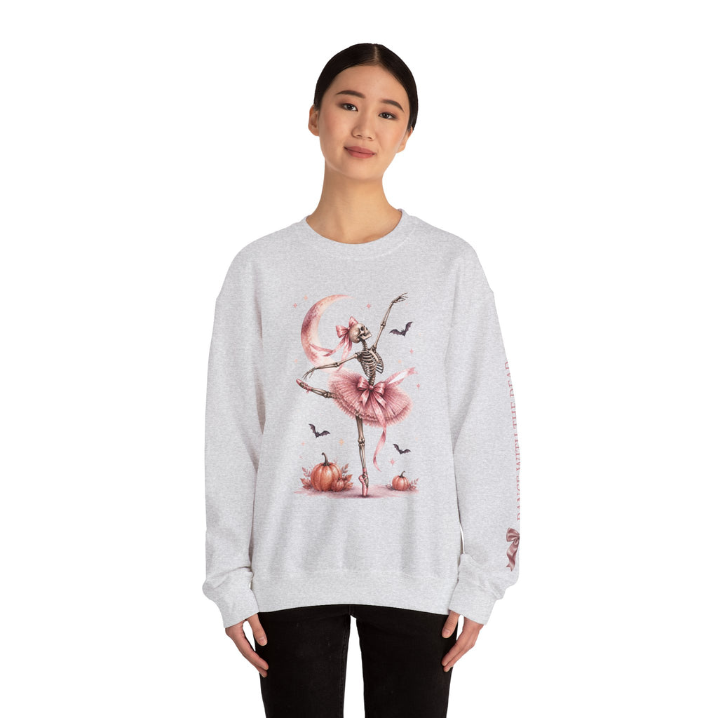 Skeleton Ballerina Ballet Dancer Sweatshirt | Halloween Pumpkin Moon