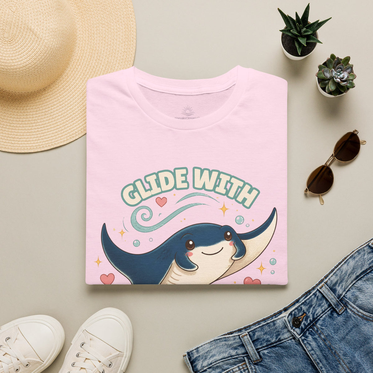 Manta Ray T-Shirt, Glide With the Tide Ocean Graphic
