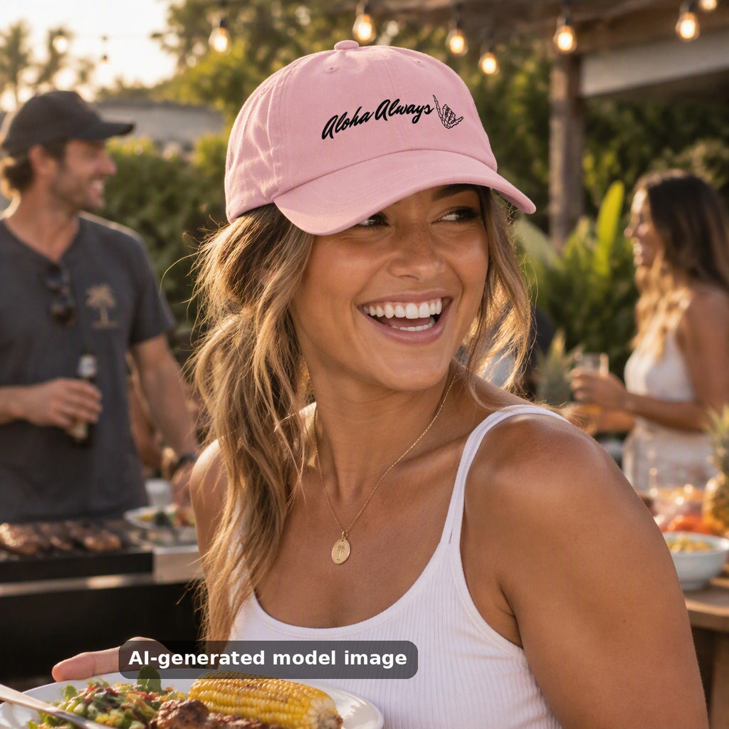 Aloha Always embroidered dad cap — lifestyle photo