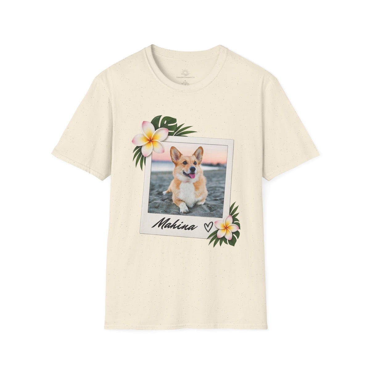 Personalized Pet Photo Polaroid Tee – Floral Frame, Custom Name