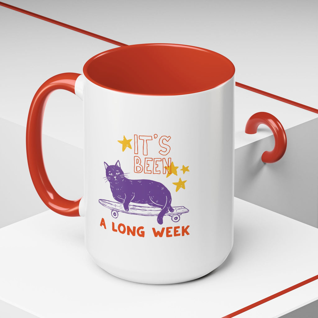 “It’s Been a Long Week” Cat on Skateboard Coffee Mug
