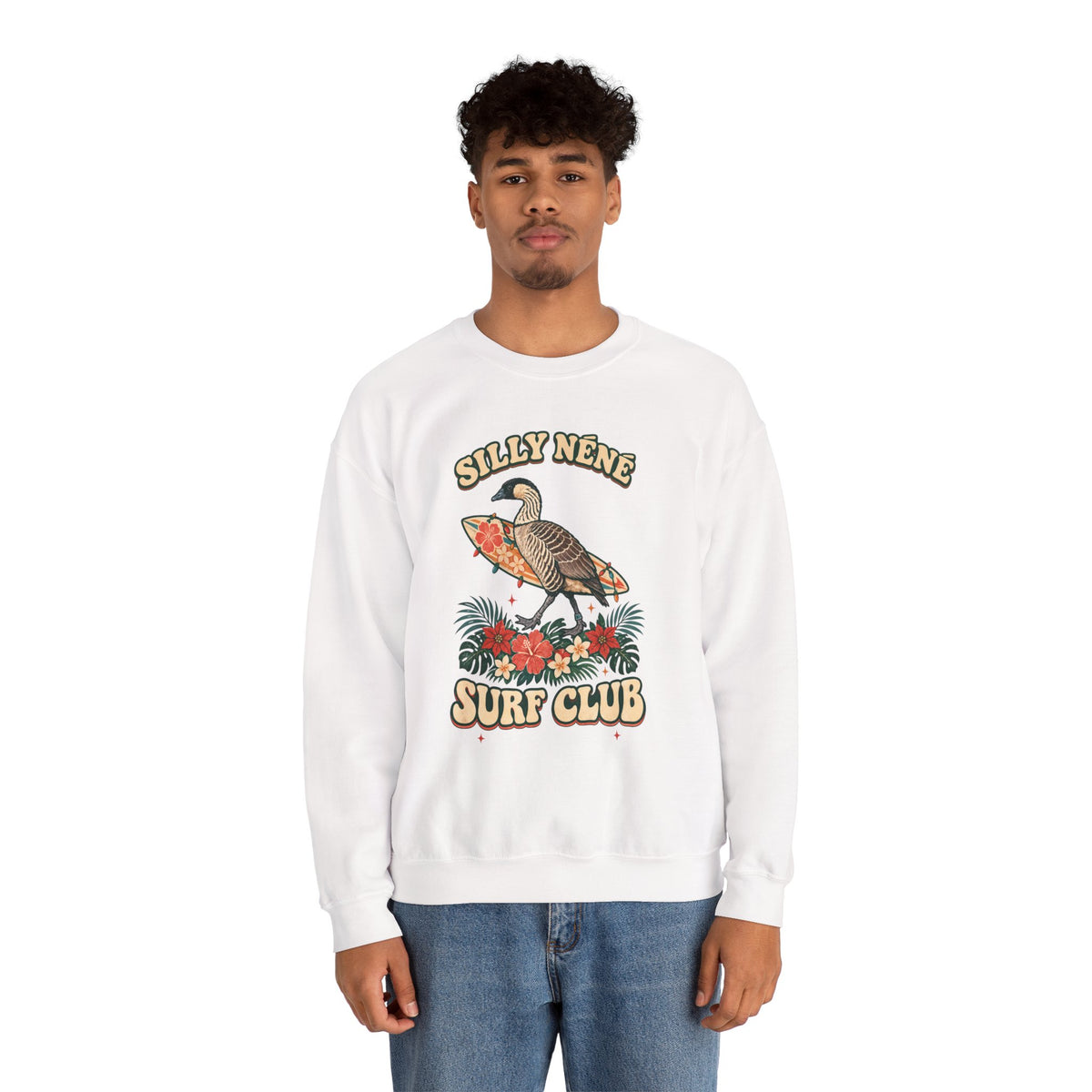 Silly Nēnē Surf Club Christmas Crewneck Sweatshirt – Hawaiian Goose Holiday Sweatshirt