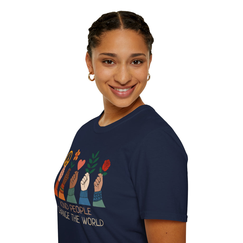 Kind People Change the World T-Shirt | Peace Flower Heart Rose Hands