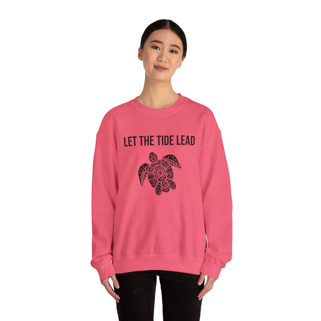 Turtle Crewneck Sweatshirt — "Let the Tide Lead" Coastal Graphic