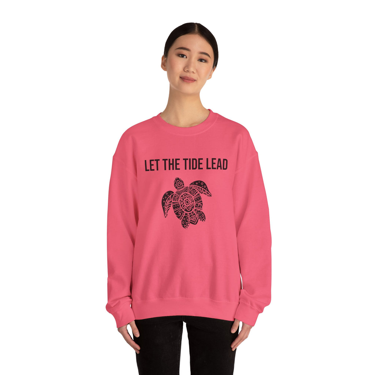 Turtle Crewneck Sweatshirt — "Let the Tide Lead" Coastal Graphic