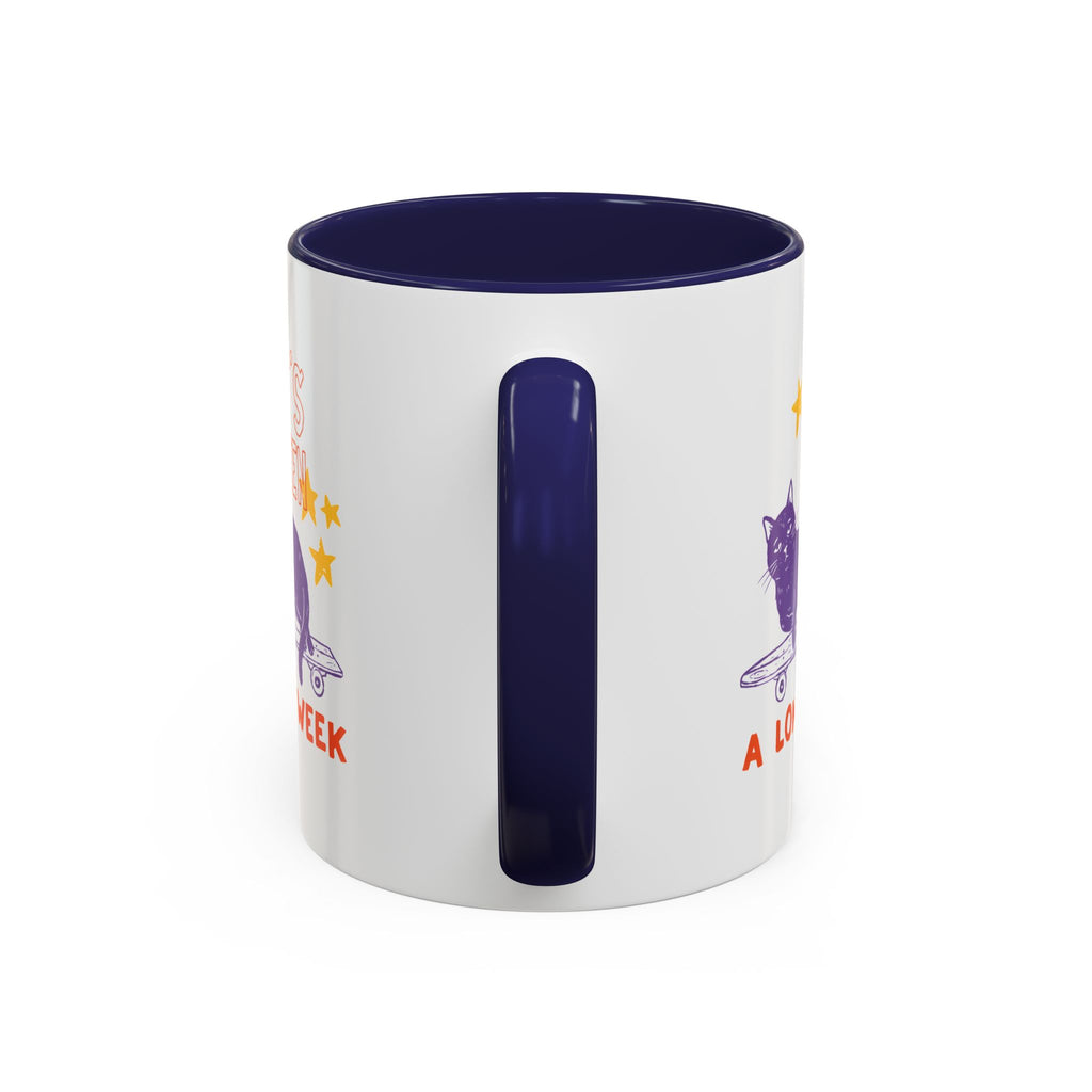 “It’s Been a Long Week” Cat on Skateboard Coffee Mug