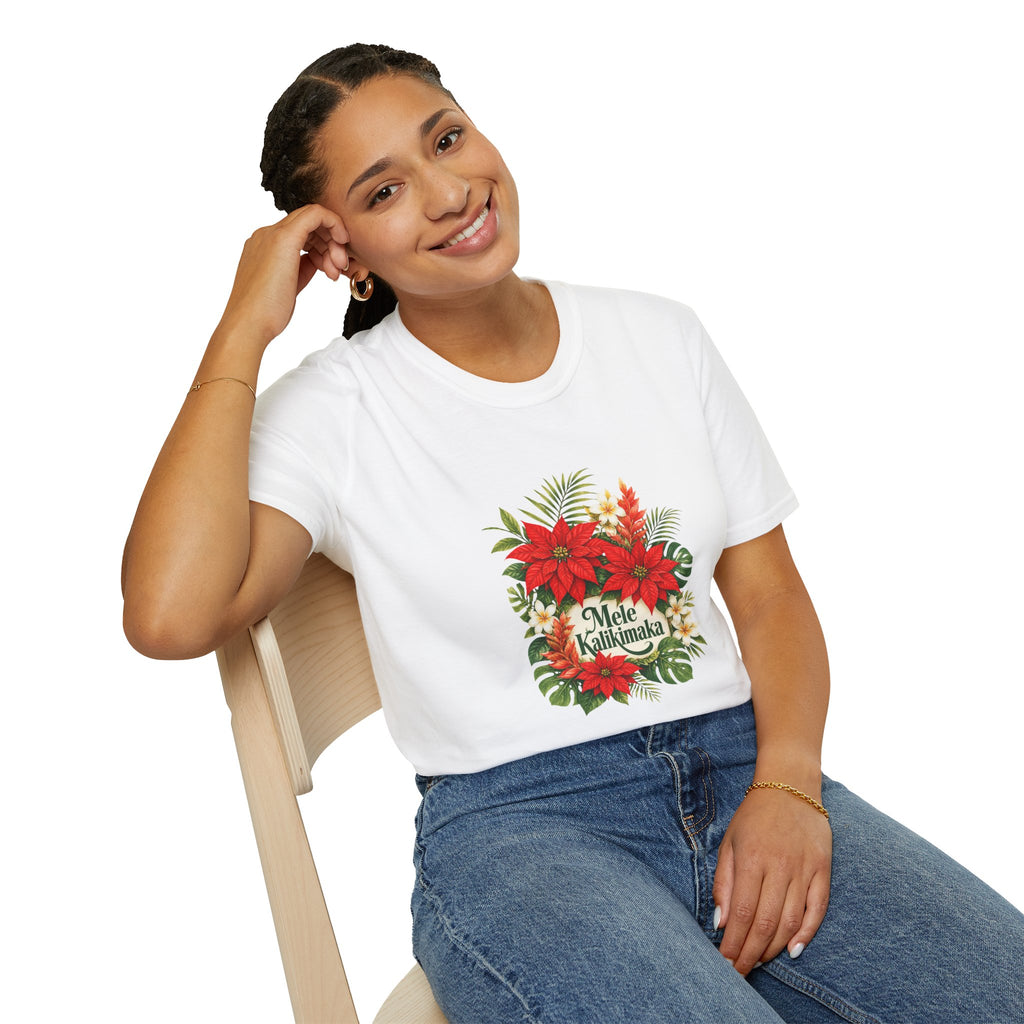 Mele Kalikimaka Poinsettia Holiday T-Shirt