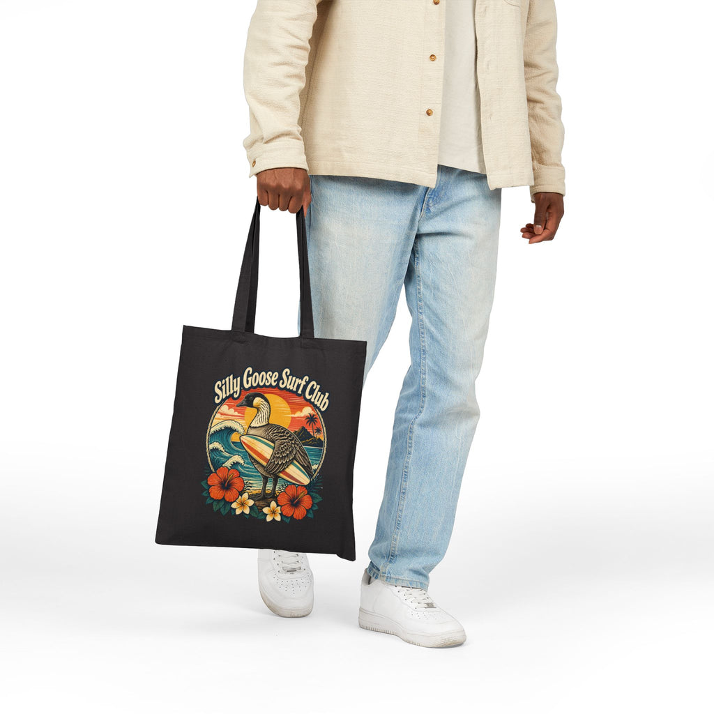 Silly Goose Surf Club Canvas Tote – Retro Hawaiian Nēnē