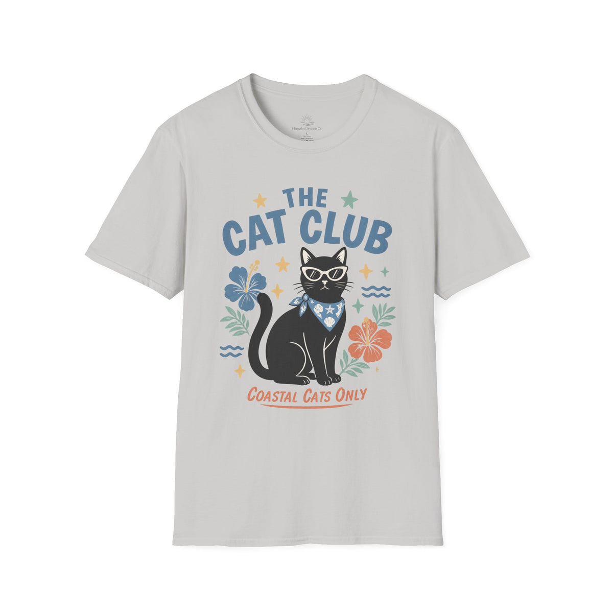 The Cat Club T-Shirt – Coastal Black Cat Floral