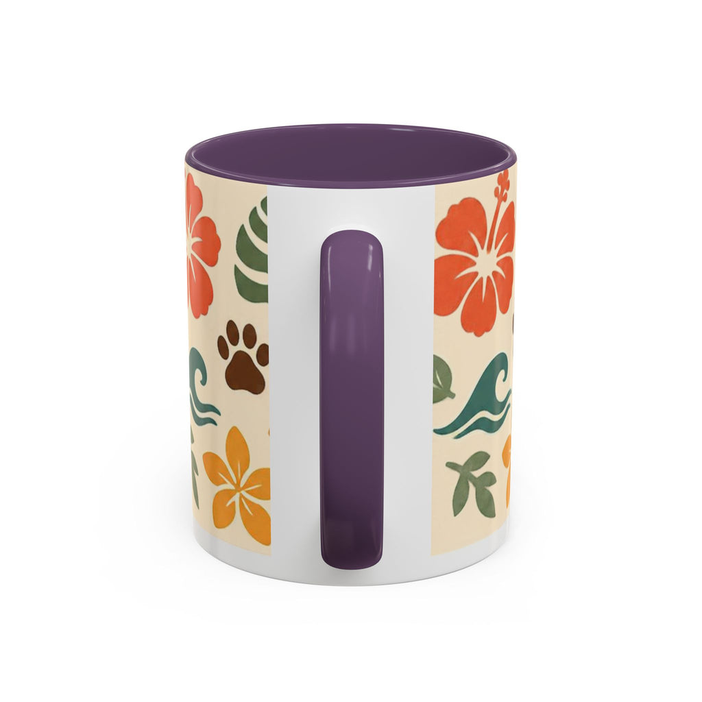 Tropical Hibiscus Paw Print Mug — Floral Coffee Cup for Dog Lovers