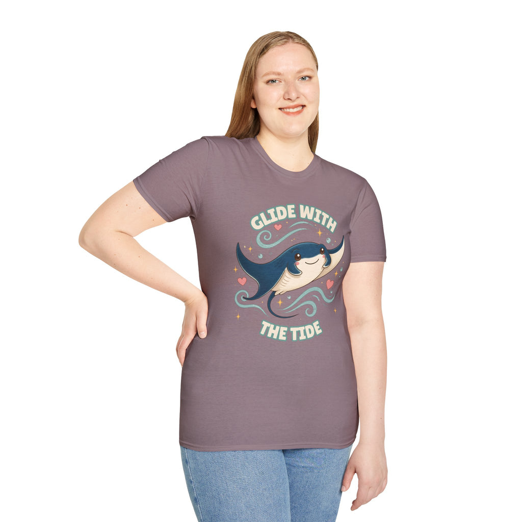 Manta Ray T-Shirt, Glide With the Tide Ocean Graphic