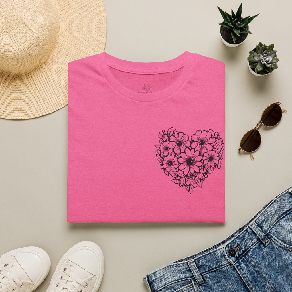 Bloom Kindly Floral Heart T-Shirt – Daisy Line Art