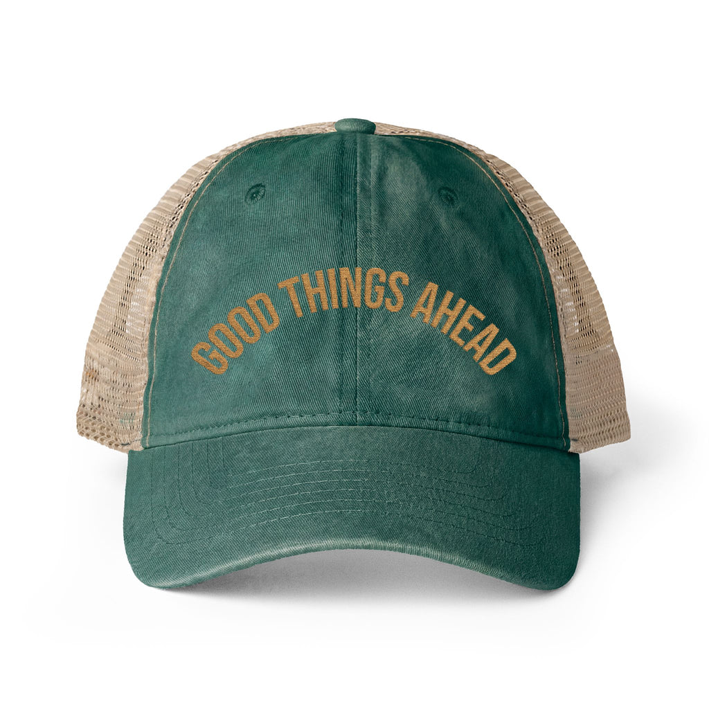 Women's Washed Mesh-Back Cap — Good Things Ahead